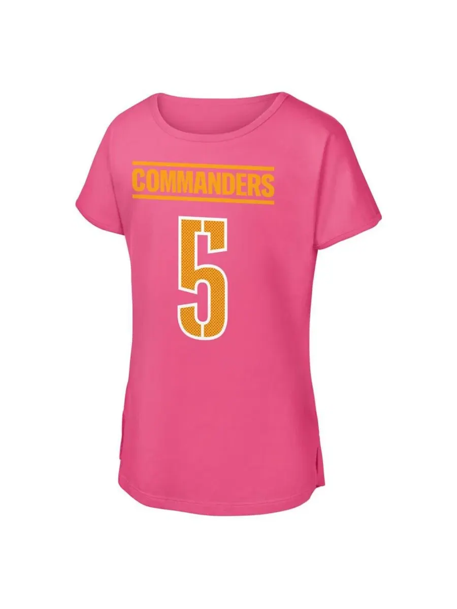 Футболка с принтом Jayden Daniels Pink Washington Commanders Outerstuff — изображение 2 из 3, розовый