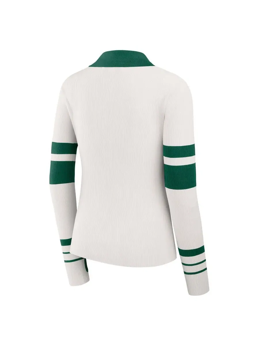 Женский свитер-поло с ребристым узором New York Jets WEAR by Erin Andrews — изображение 3 из 5, белый