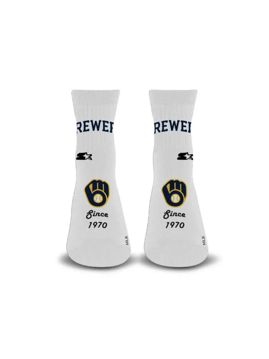 Носки с четвертью длины с принтом команды Milwaukee Brewers, модель Established Stencil Quarter — изображение 1 из 1, белый