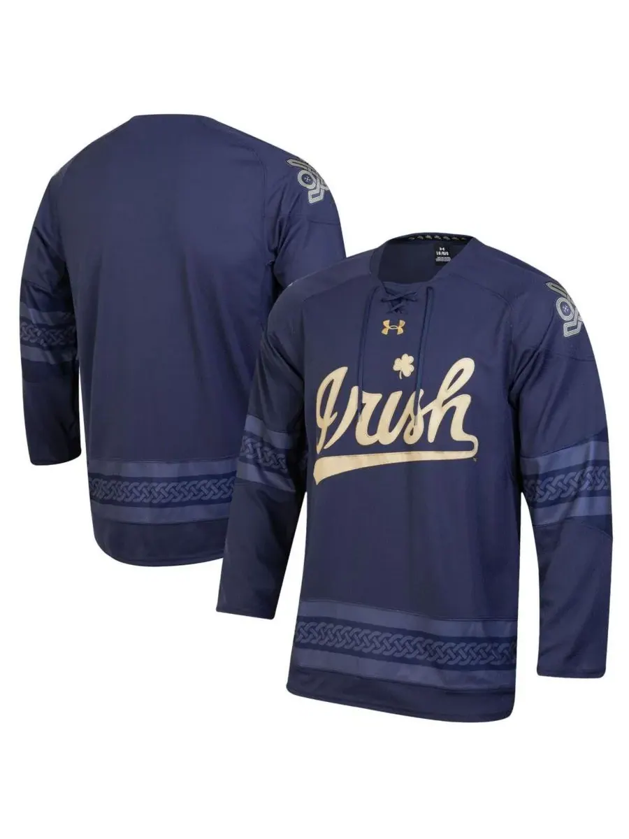 Under Armour Мужская темно-синяя хоккейная майка Notre Dame Fighting Irish (реплика) — изображение 1 из 3, темно-синий