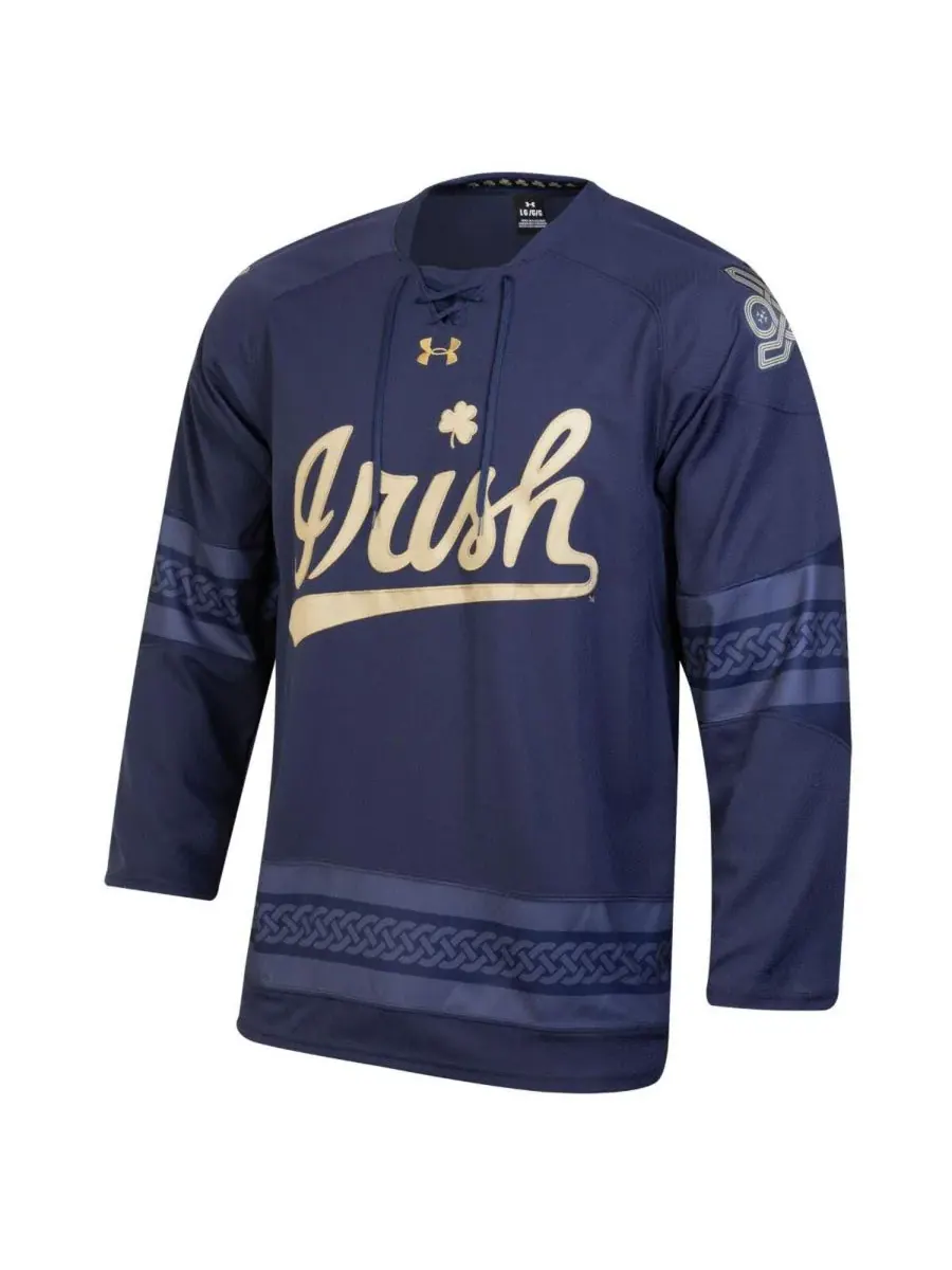 Under Armour Мужская темно-синяя хоккейная майка Notre Dame Fighting Irish (реплика) — изображение 2 из 3, темно-синий