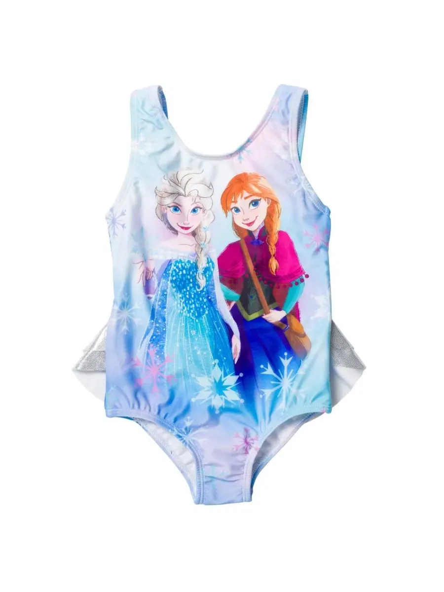 Детский слитный купальник без рукавов с принтом Elsa Anna Watercolor Frozen