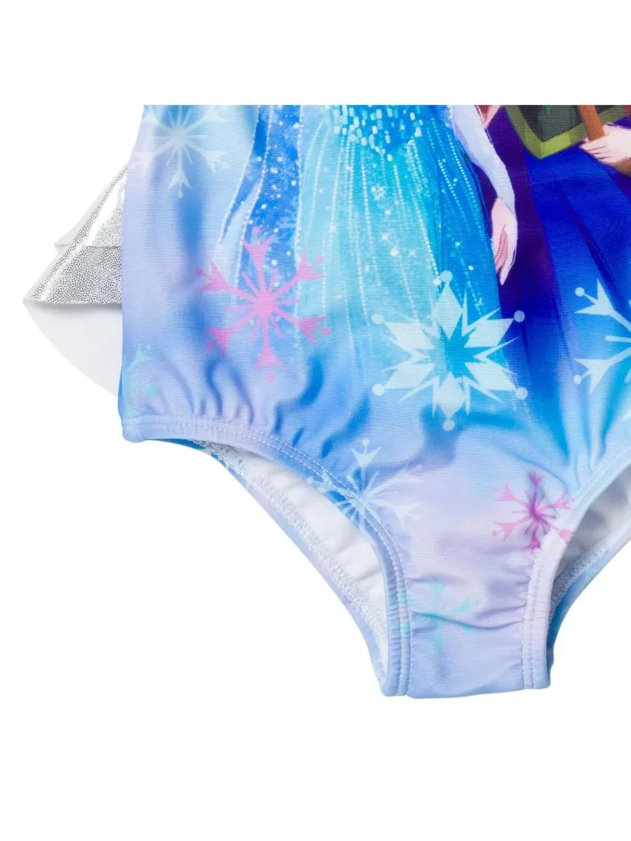 Детский слитный купальник без рукавов с принтом Elsa Anna Watercolor Frozen — изображение 6 из 8