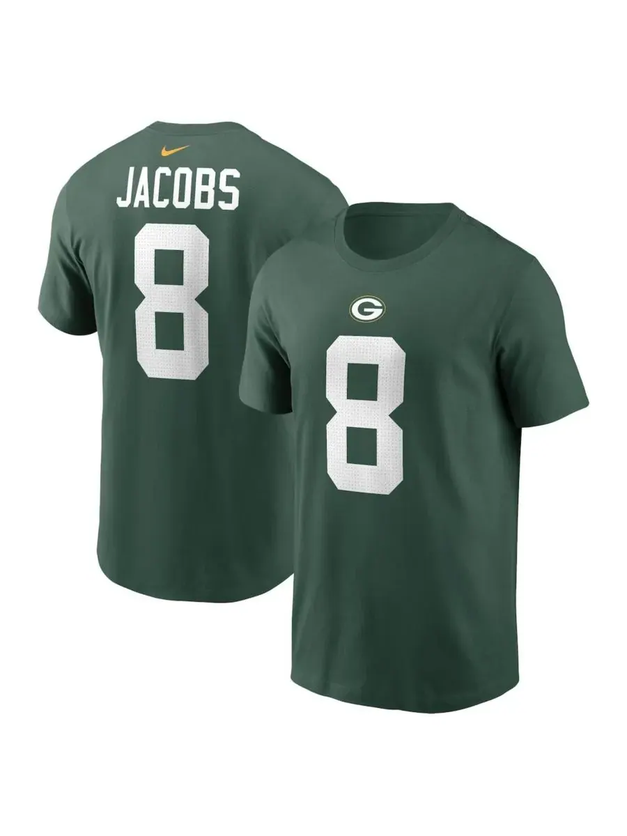 Fanatics Мужская футболка Nike с именем и номером игрока команды Green Bay Packers Джоша Джейкобса — изображение 1 из 3