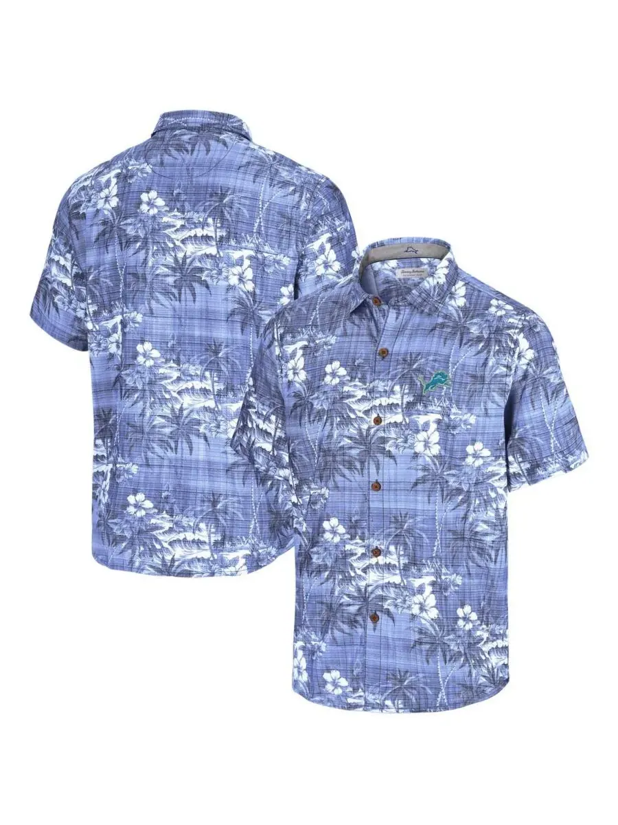 Tommy Bahama Мужская синяя рубашка на пуговицах с символикой Detroit Lions Coconut Point Isla — изображение 1 из 3, синий