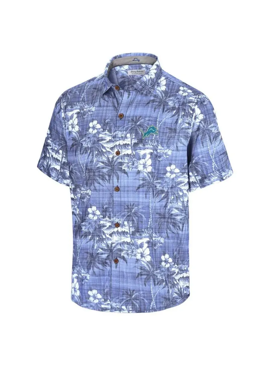 Tommy Bahama Мужская синяя рубашка на пуговицах с символикой Detroit Lions Coconut Point Isla — изображение 2 из 3, синий