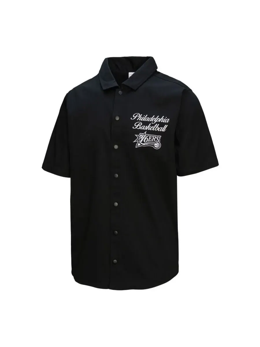Mitchell & Ness Мужская черная футболка Philadelphia 76ers Hardwood Classics Camp — изображение 3 из 3, черный