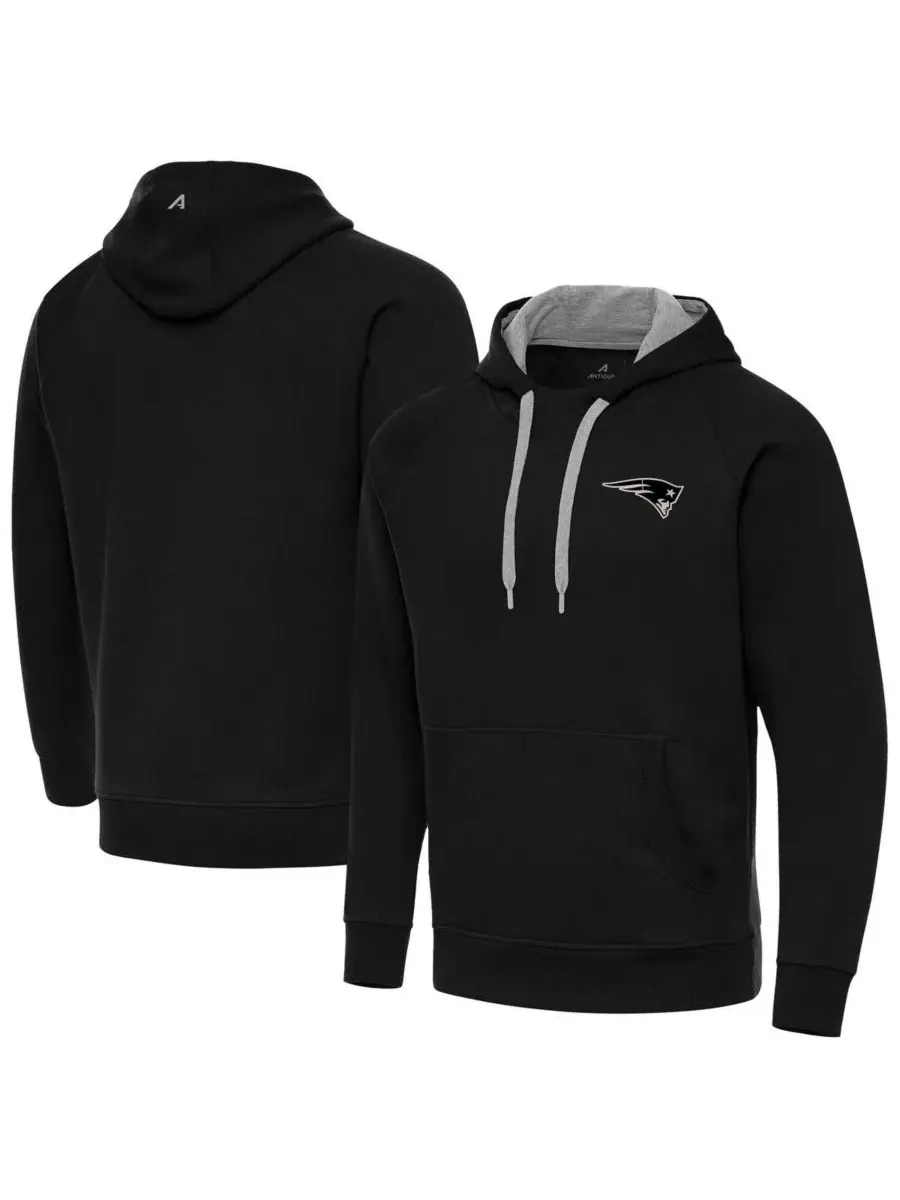 Antigua Мужская черная толстовка с капюшоном New England Patriots Brushed Carbon Victory — изображение 1 из 4, черный