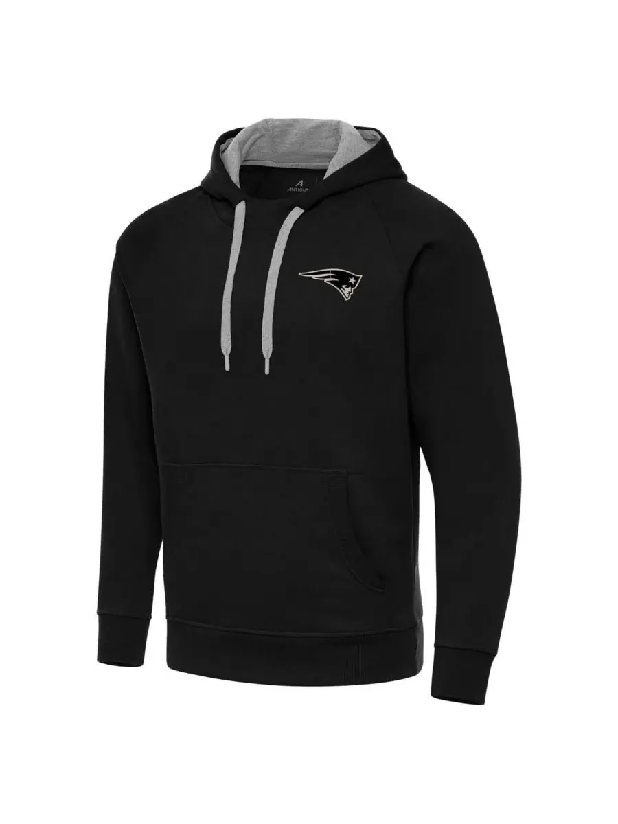 Antigua Мужская черная толстовка с капюшоном New England Patriots Brushed Carbon Victory — изображение 2 из 4, черный