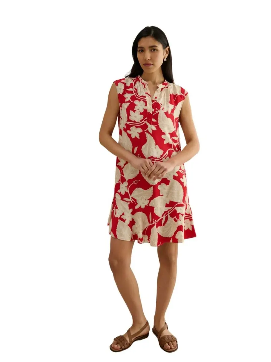 Платье-туника с воротником-мандарин Kesta Hobbs London, Redcream — изображение 1 из 3