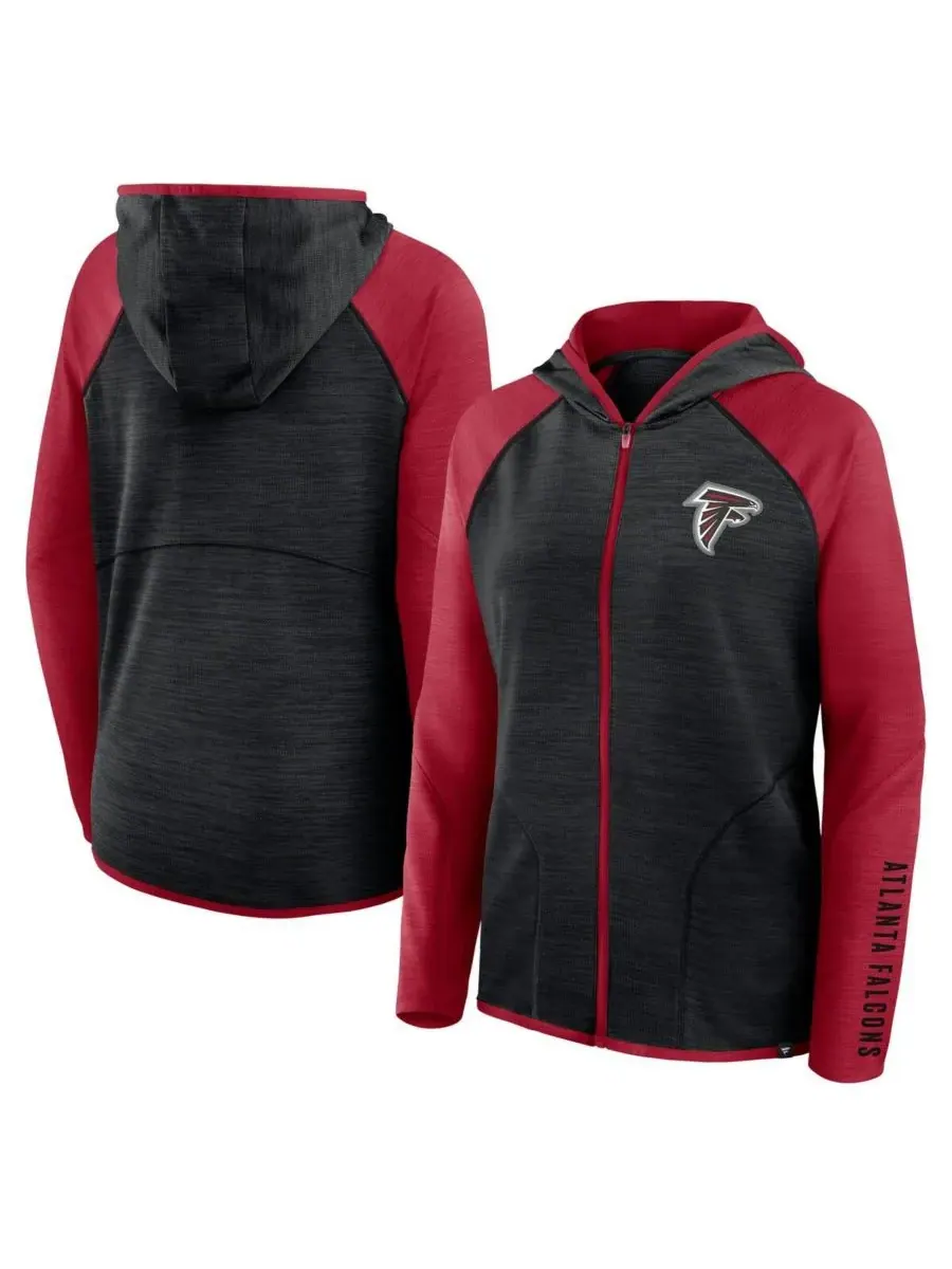 Fanatics Женская черно-красная толстовка на молнии с рукавами реглан и надписью "Atlanta Falcons — изображение 1 из 3
