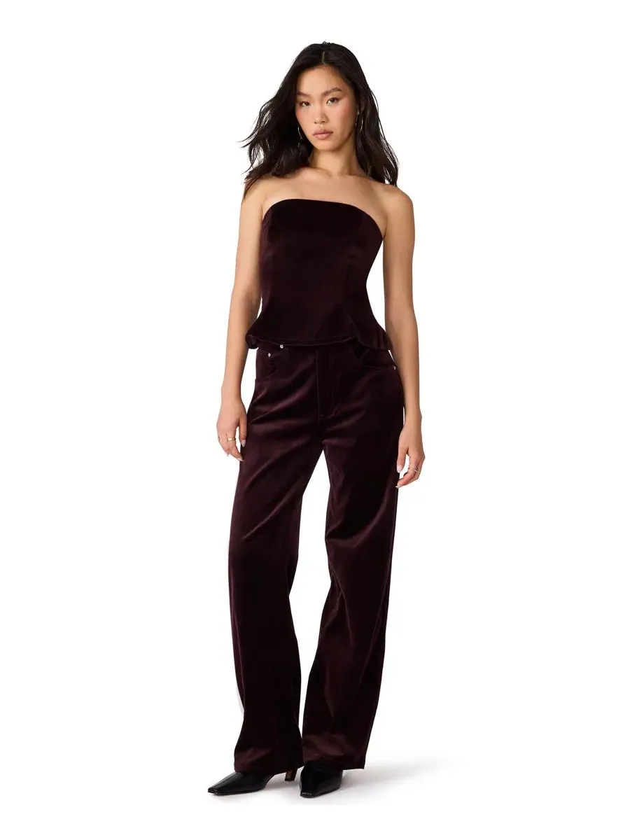 Топ без бретелей с пеплумом Dawnette Steve Madden, Deep Fig — изображение 2 из 6