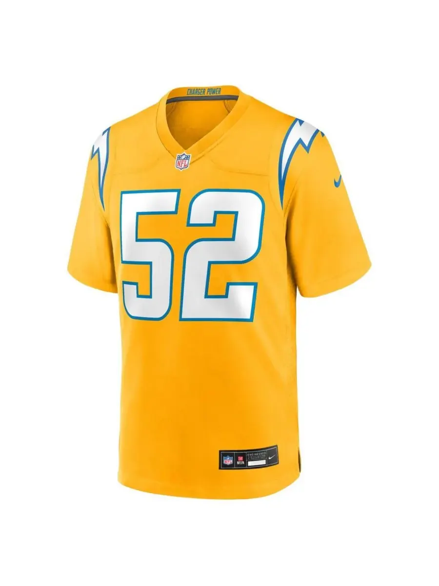 Мужская золотая футболка Халила Мака с символикой Los Angeles Chargers (альтернативная версия) Nike — изображение 2 из 3