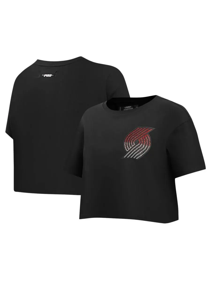 Pro Standard Женская черная укороченная футболка свободного кроя Portland Trail Blazers Jewels — изображение 1 из 3, черный
