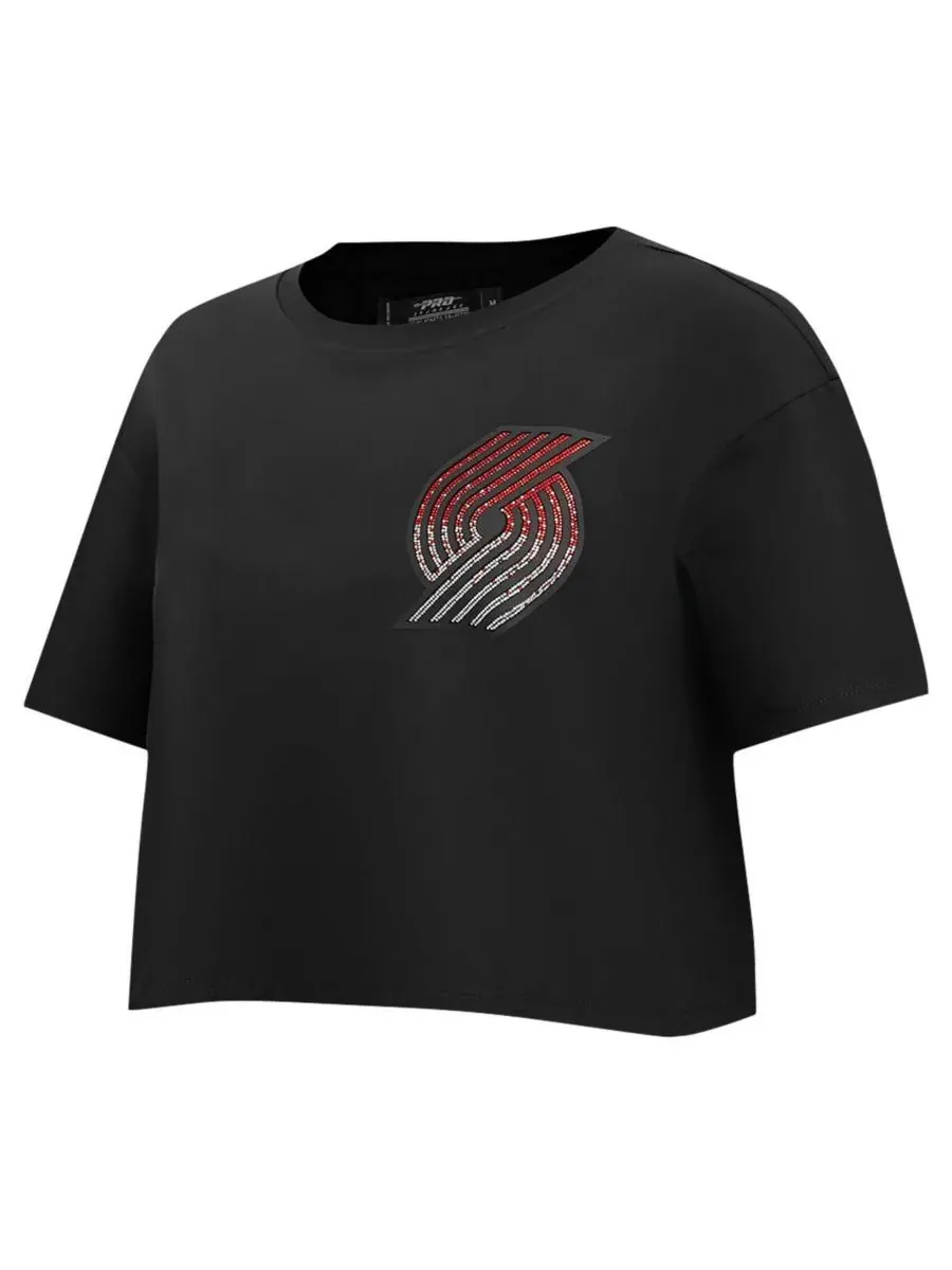 Pro Standard Женская черная укороченная футболка свободного кроя Portland Trail Blazers Jewels — изображение 3 из 3, черный