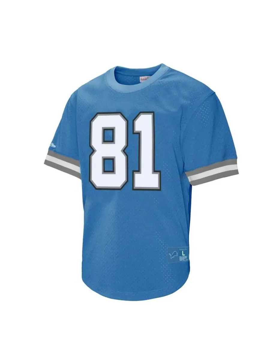 Mitchell & Ness Мужская синяя сетчатая футболка Calvin Johnson 81 с номером игрока команды Detroit — изображение 2 из 3