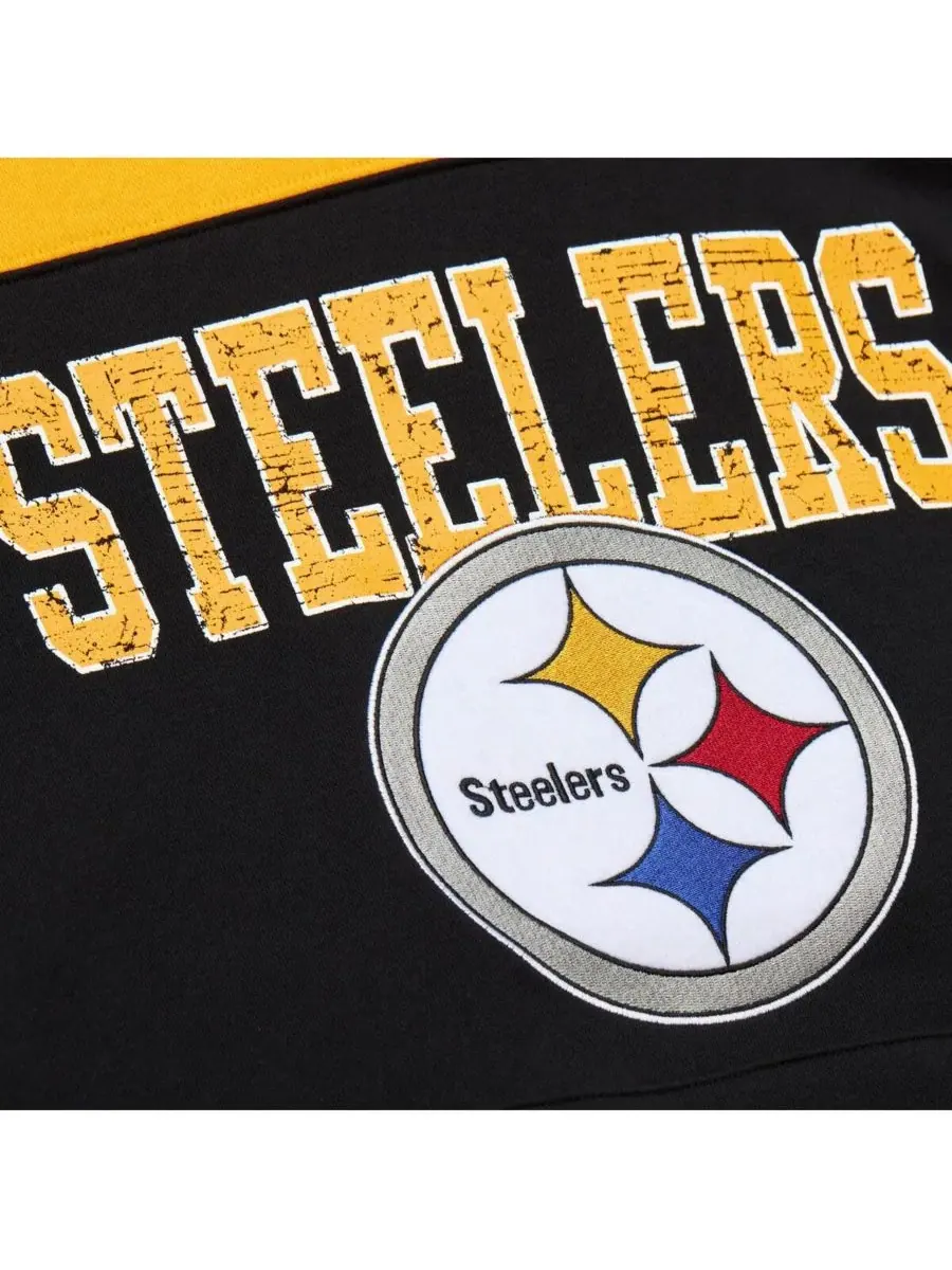 Mitchell & Ness Мужская черная толстовка с коротким рукавом и винтажным логотипом Pittsburgh — изображение 3 из 4, черный