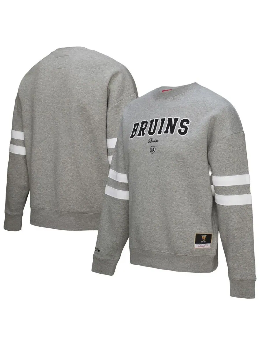 Mitchell & Ness Женская легкая толстовка с логотипом Boston Bruins серого меланжевого цвета — изображение 1 из 3, серый
