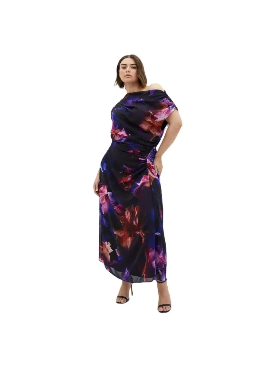 Женское длинное платье больших размеров с ярким принтом CITY CHIC, Vivid Floral — изображение 1 из 4