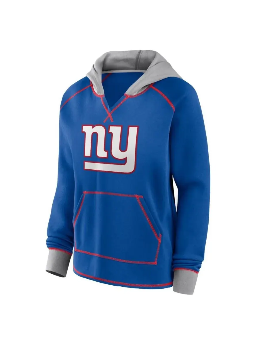 Женская толстовка с V-образным вырезом и флисовой вставкой Royal New York Giants Boom Logo Athletic — изображение 2 из 3