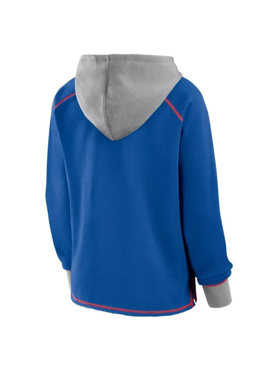 Женская толстовка с V-образным вырезом и флисовой вставкой Royal New York Giants Boom Logo Athletic — изображение 3 из 3