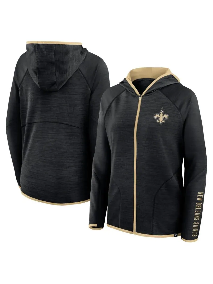Fanatics Женская черная толстовка на молнии с рукавами реглан и надписью "New Orleans Saints — изображение 1 из 3, черный