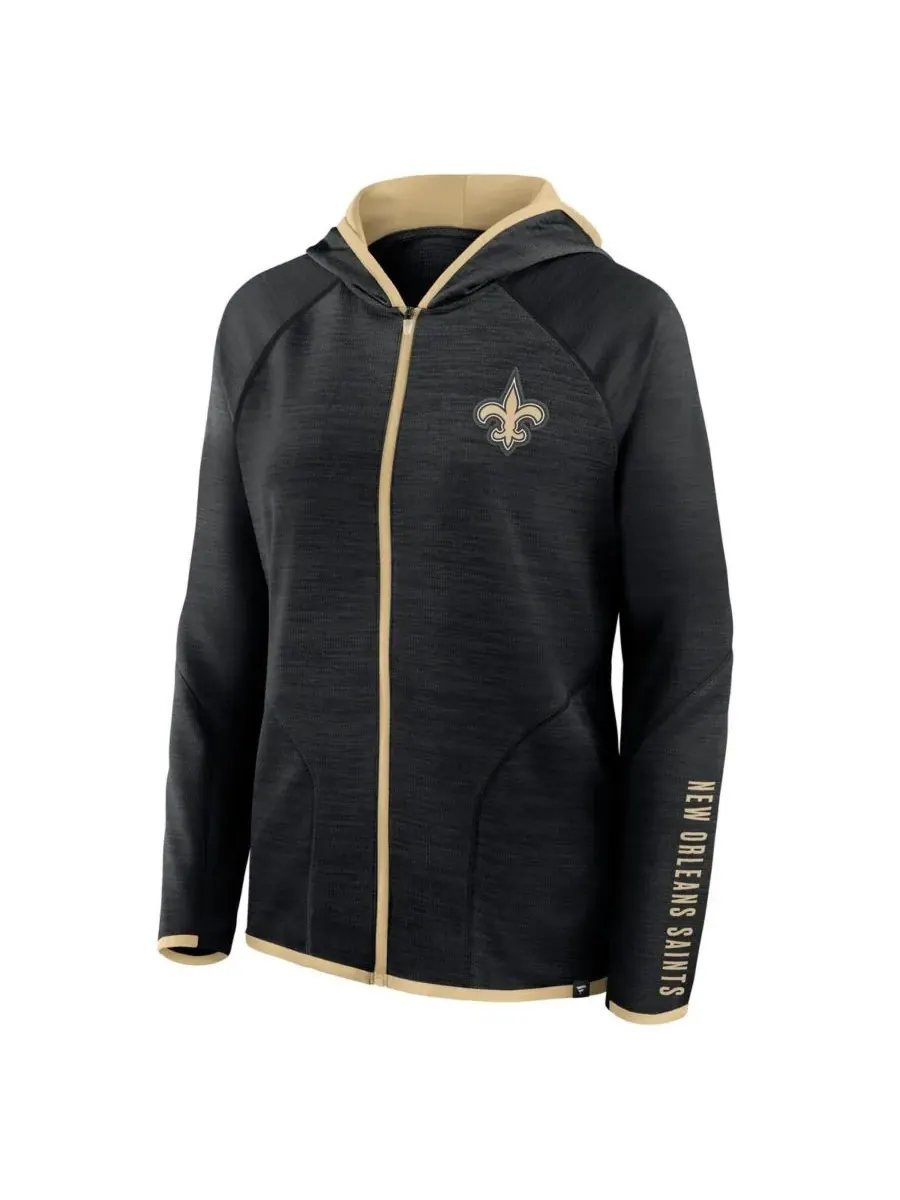 Fanatics Женская черная толстовка на молнии с рукавами реглан и надписью "New Orleans Saints — изображение 2 из 3, черный