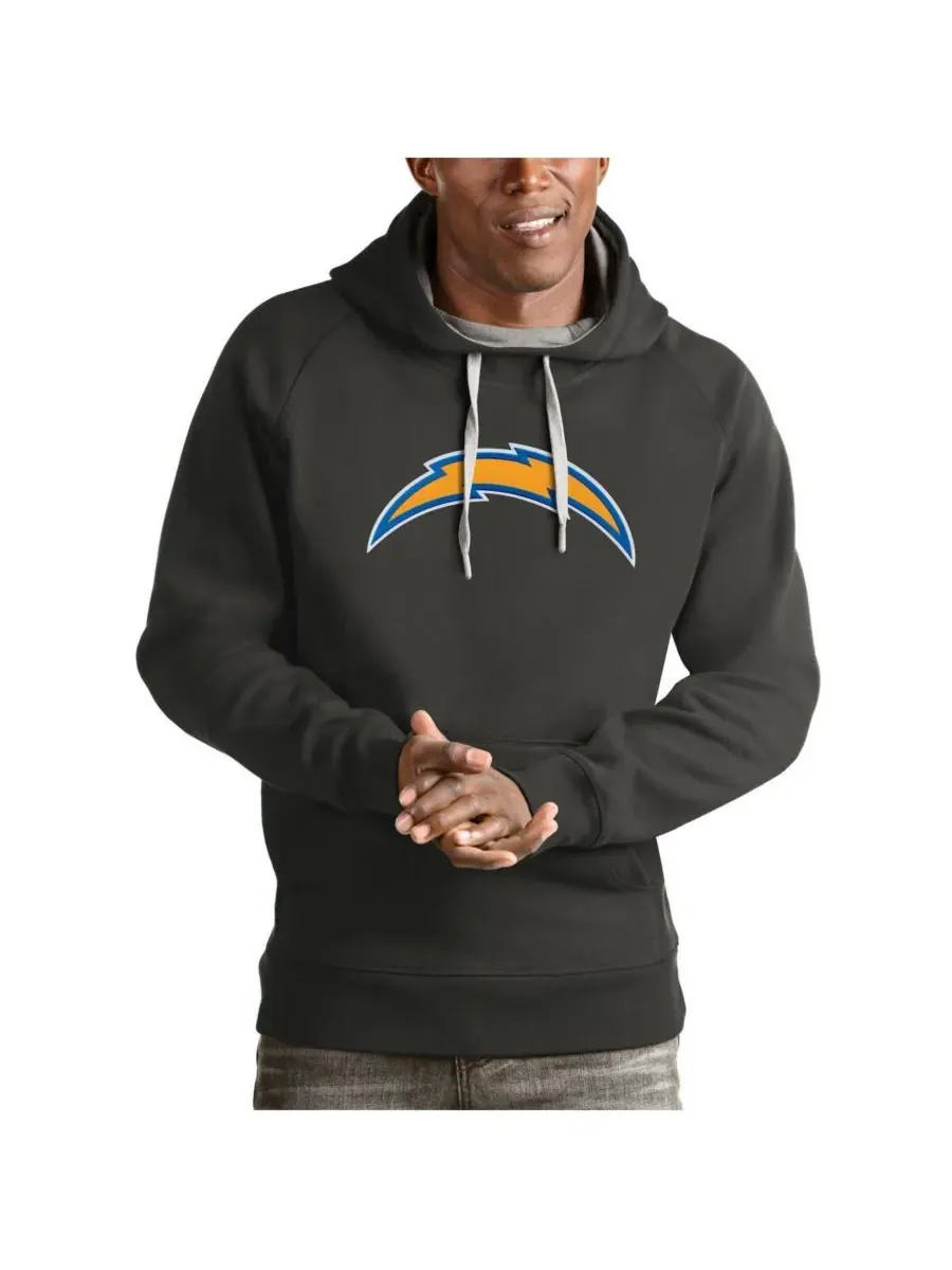 Antigua Мужская толстовка с капюшоном цвета угольно-серого цвета с символикой Los Angeles Chargers — изображение 1 из 1