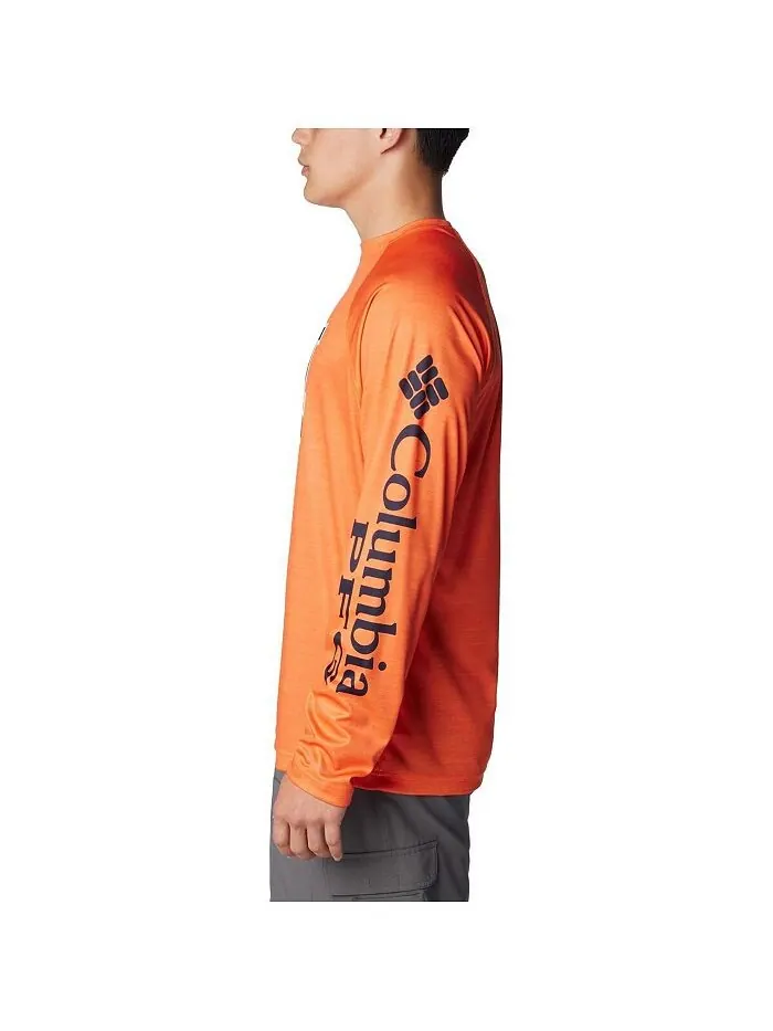 Мужская оранжево-каштановая футболка реглан с длинным рукавом PFG Terminal Tackle Omni-Shade Raglan — изображение 2 из 3