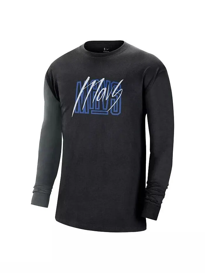 Мужская черная футболка с длинным рукавом Dallas Mavericks Courtside Versus Flight MAX90 Nike