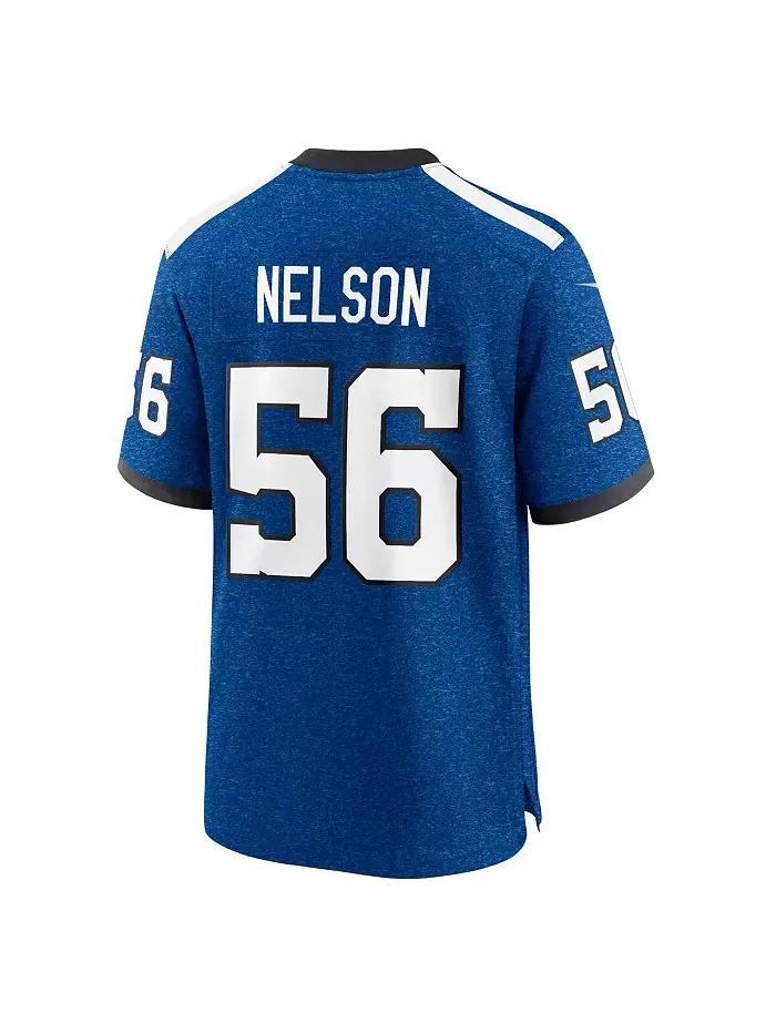 Мужская альтернативная игровая футболка Quenton Nelson в королевском цвете Indianapolis Colts — изображение 3 из 3