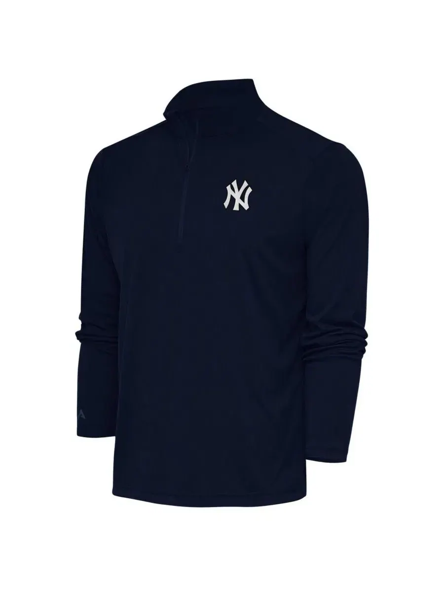 Толстовка с четверть-молнией с вышивкой New York Yankees Antigua — изображение 1 из 1, темно-синий
