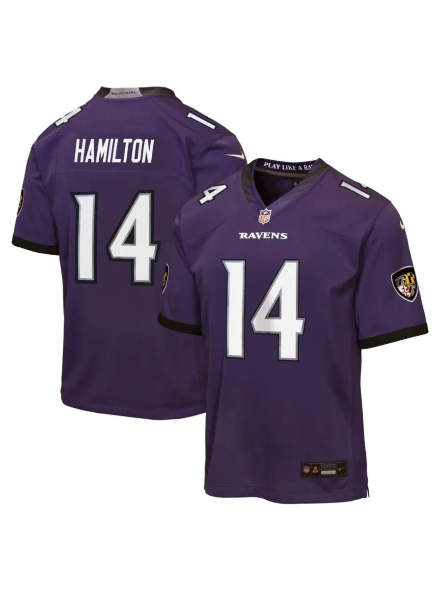 Детская футболка с коротким рукавом Kyle Hamilton Purple Baltimore Ravens Team Game Jersey Nike — изображение 1 из 3