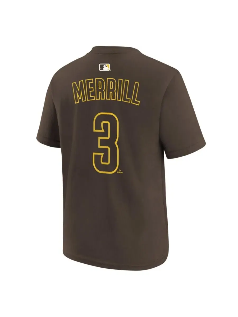 Футболка с именем и номером Jackson Merrill Brown San Diego Padres Nike — изображение 2 из 3, коричневый