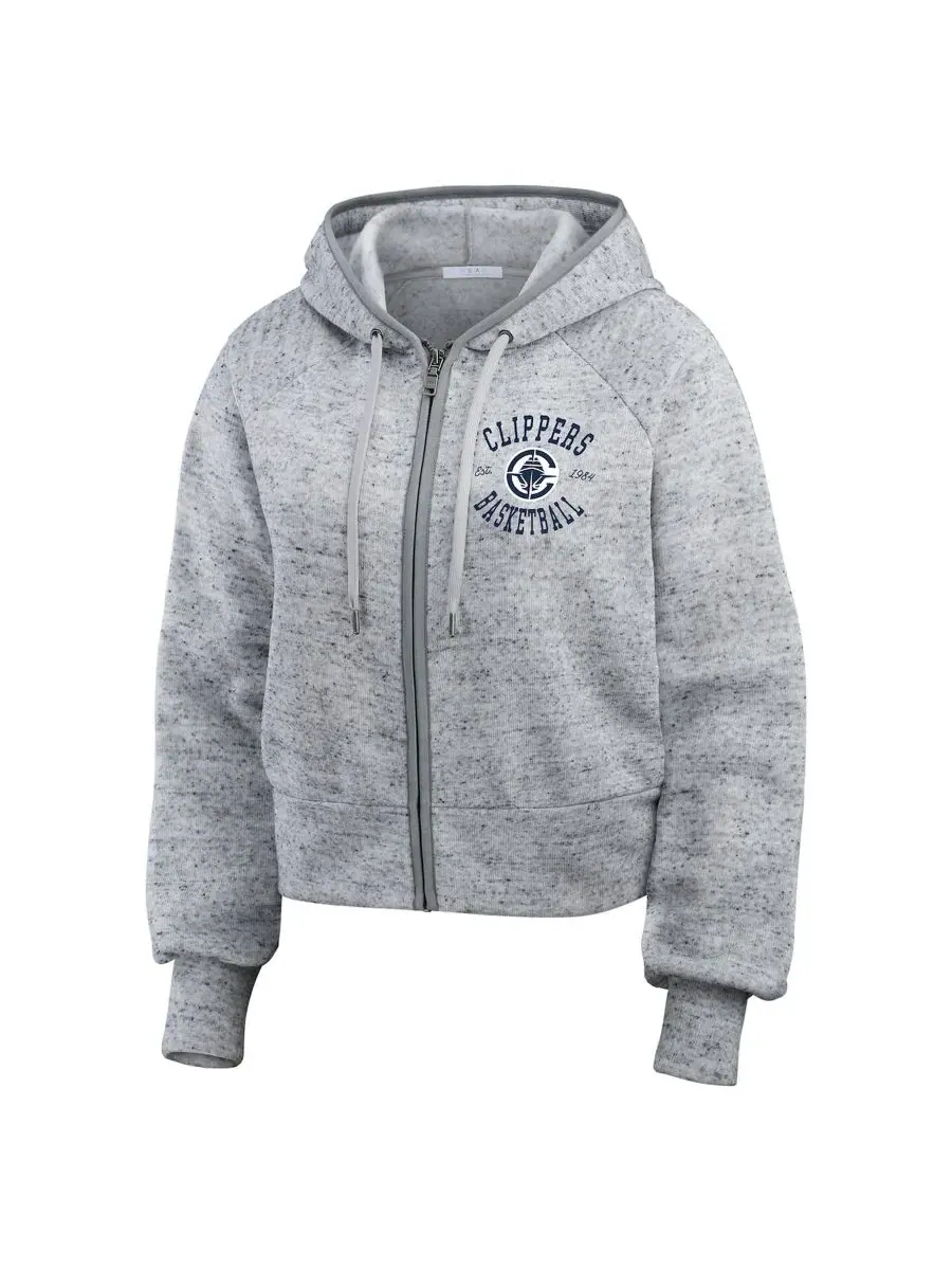 Женский худи с капюшоном на молнии Speckled Radiator, LA Clippers WEAR by Erin Andrews — изображение 2 из 3, серый