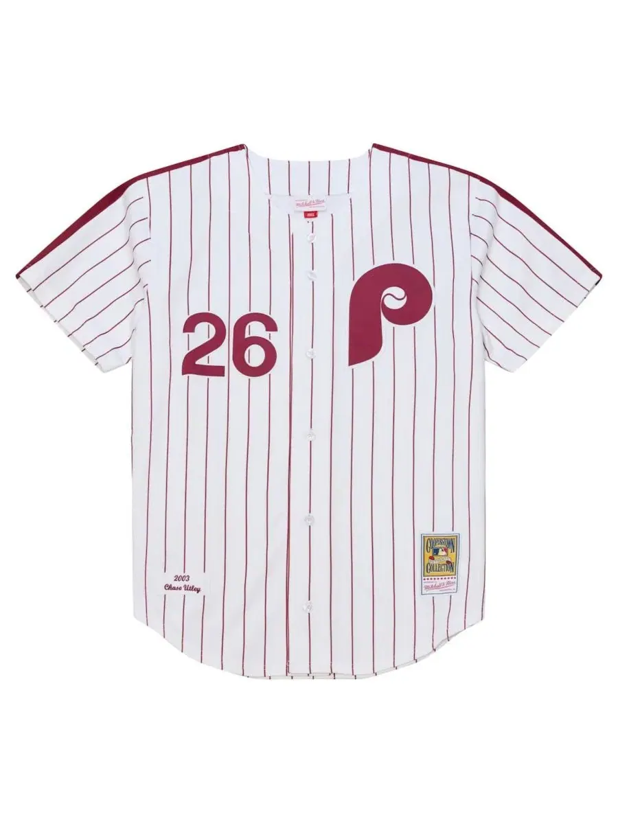 Джерси Mitchell & Ness Chase Utley Philadelphia Phillies 2003 Cooperstown Collection Authentic — изображение 2 из 4, белый