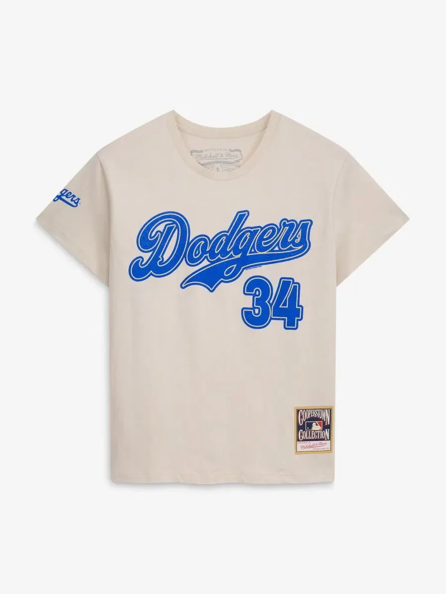 Футболка с принтом Fernando Valenzuela Los Angeles Dodgers Cooperstown Name & Number Throwback — изображение 1 из 2, бежевый