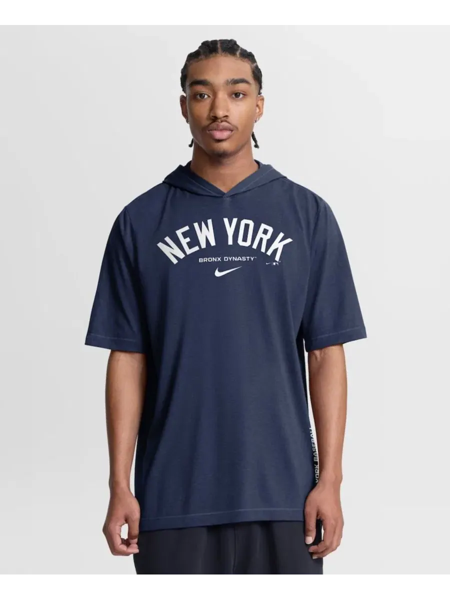 Худи-футболка с капюшоном, трибленд, с принтом, Arched Wordmark Nike — изображение 1 из 3, темно-синий