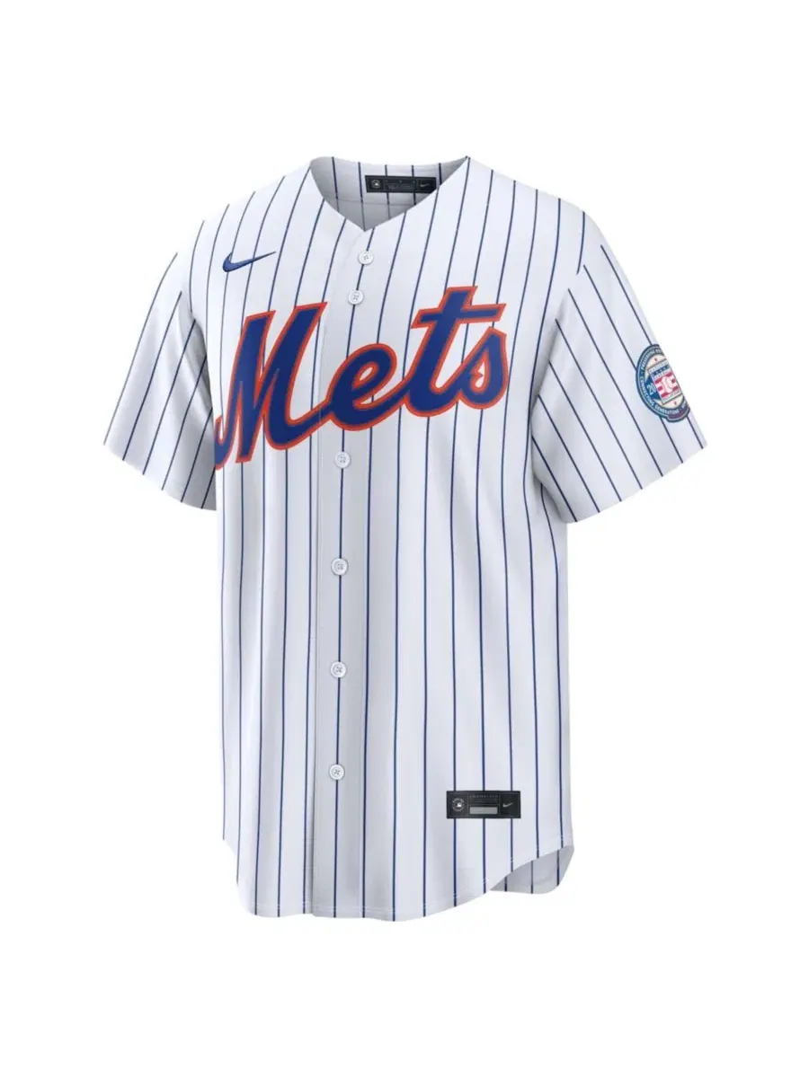 Мужская футболка с принтом Carlos Beltran White New York Mets Home Replica 2026 Hall of Fame Patch — изображение 2 из 3