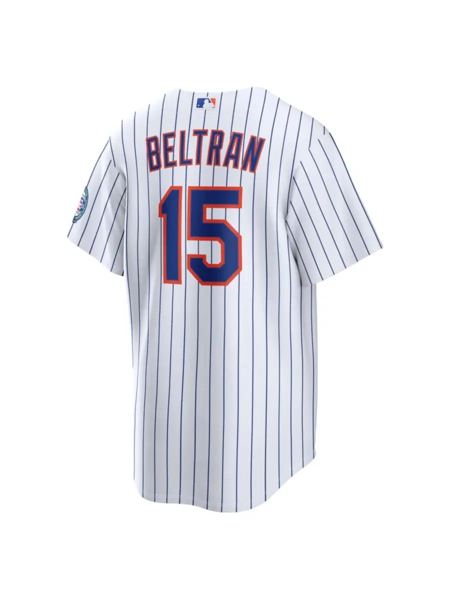 Мужская футболка с принтом Carlos Beltran White New York Mets Home Replica 2026 Hall of Fame Patch — изображение 3 из 3