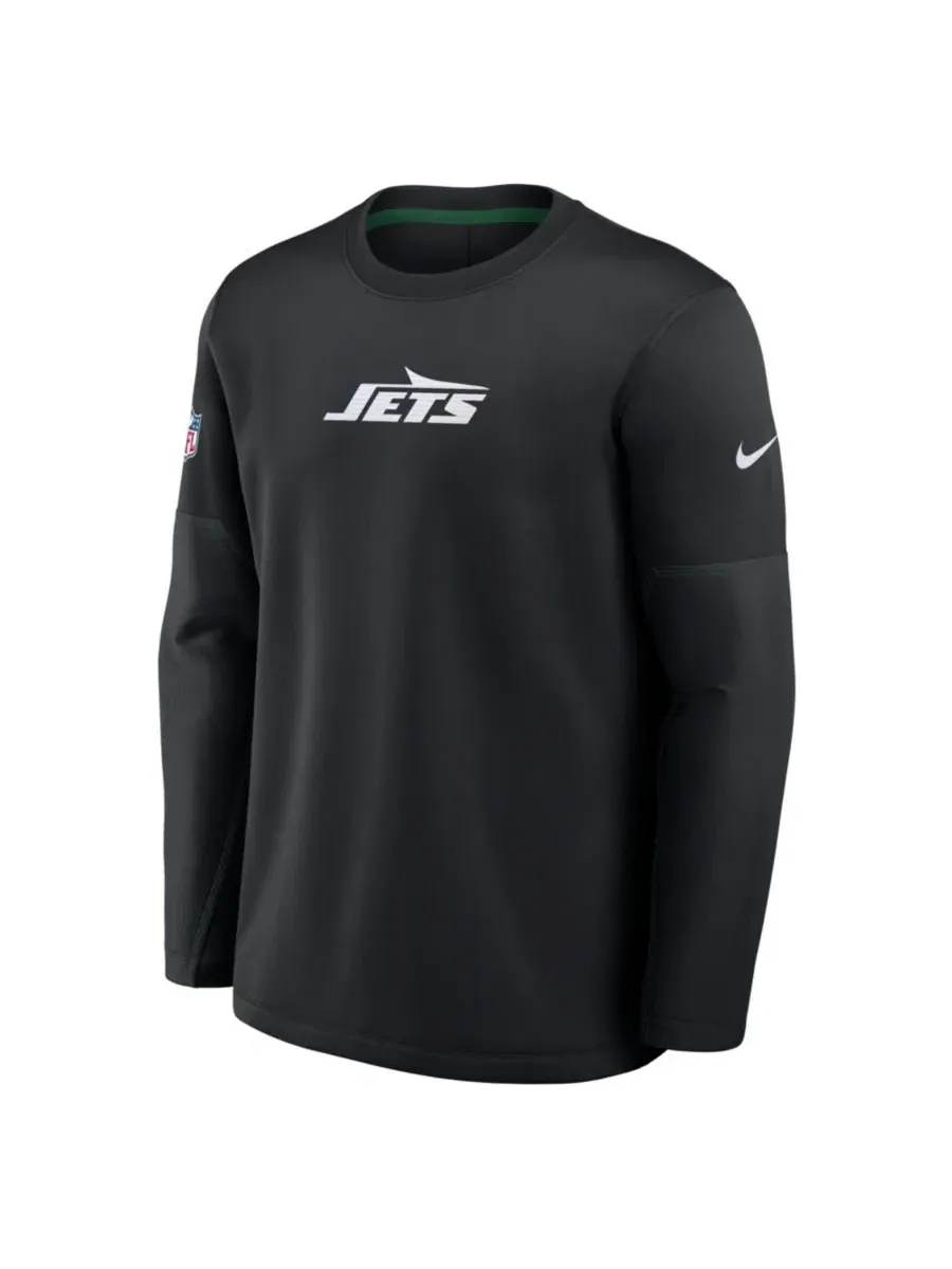 Свитшот с длинным рукавом New York Jets Sideline Coaches Team Present Therma-FIT Nike — изображение 2 из 3, черный зеленый