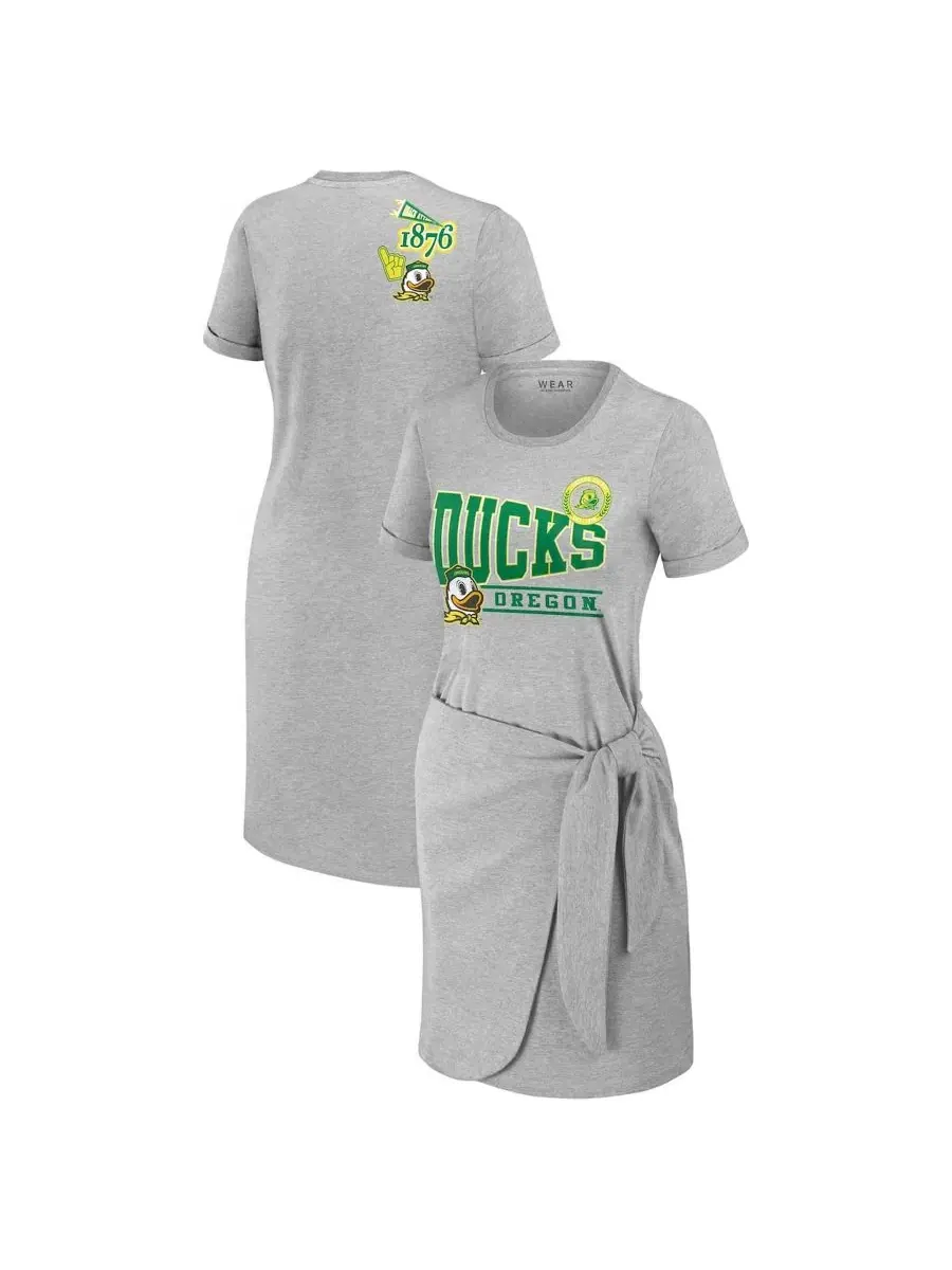 Платье-футболка с узлом Heather Gray Oregon Ducks WEAR by Erin Andrews — изображение 1 из 3, серый