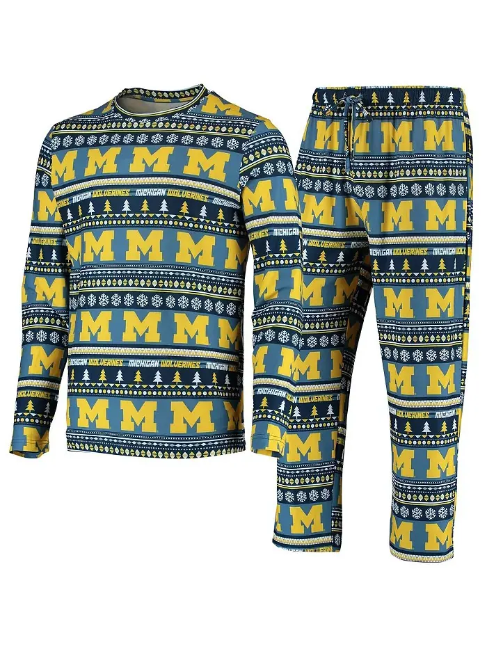 Мужской комплект из свитера и брюк Michigan Wolverines в синем цвете с длинными рукавами Concepts — изображение 1 из 4