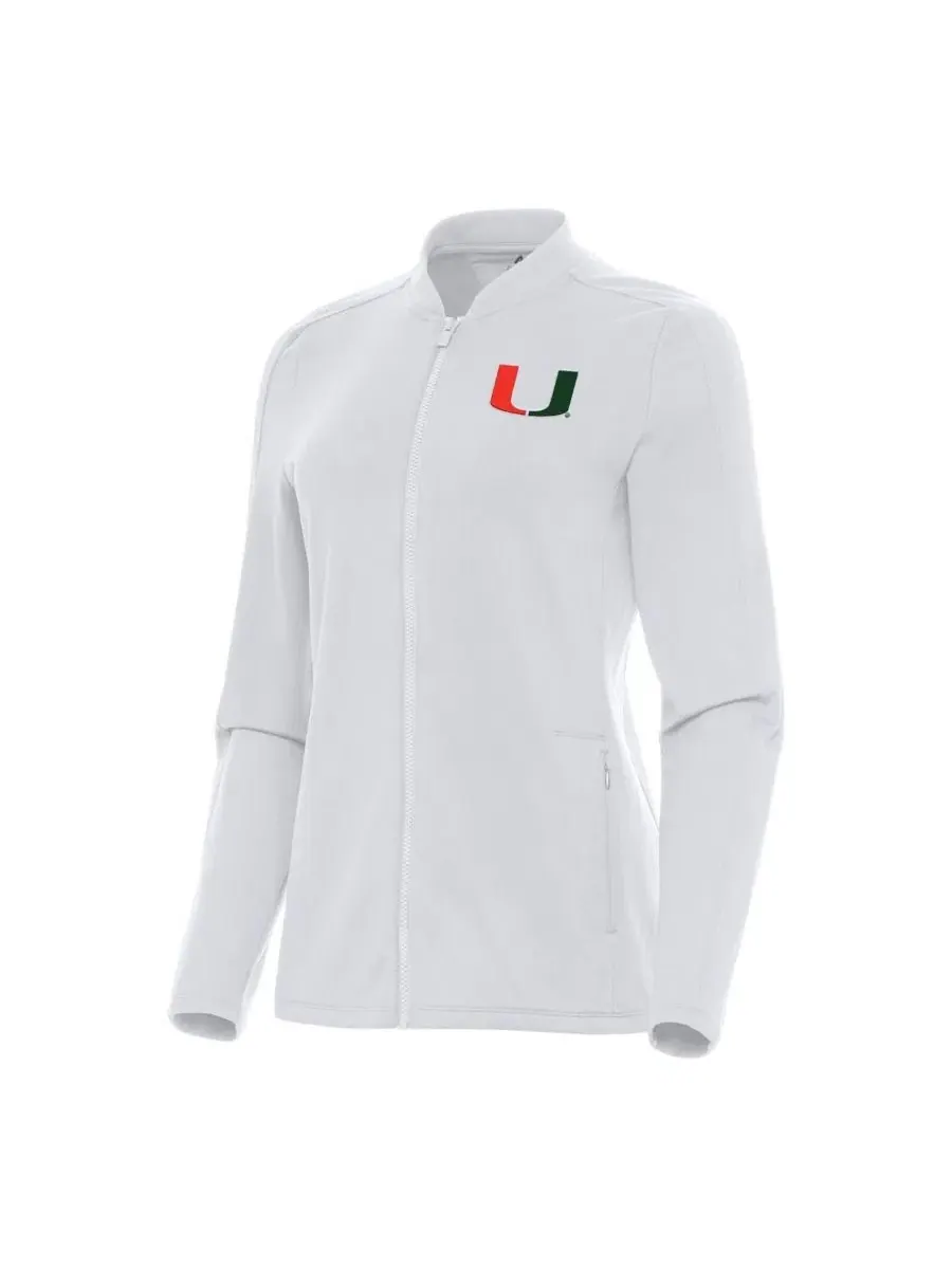 Женская куртка с полной застежкой-молнией Miami Hurricanes Continual Antigua — изображение 1 из 1, белый