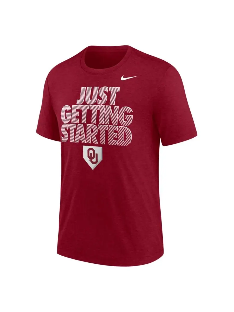 Футболка мужская с триблендом и принтом Oklahoma Sooners 2026 College World Series Dugout Nike — изображение 1 из 1, красный