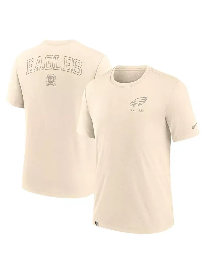 Мужская футболка Philadelphia Eagles Glory Tri-Blend кремового цвета Nike — изображение 1 из 3