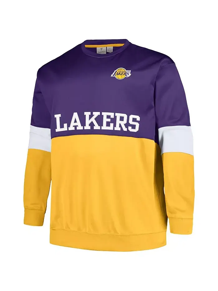Мужская фиолетовая и золотая толстовка с раздельным дизайном Los Angeles Lakers Big and Tall — изображение 3 из 3