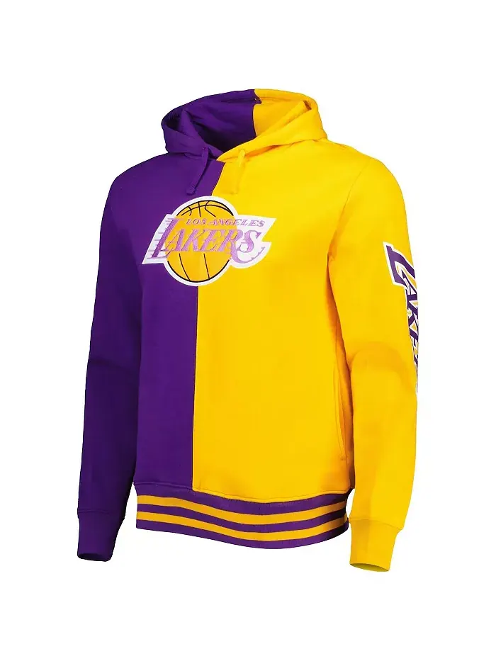 Мужская фиолетовая и золотая толстовка с капюшоном Hardwood Classics Split Los Angeles Lakers — изображение 3 из 3