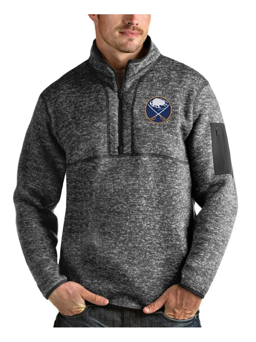 Мужская серая меланжевая куртка-пуловер Buffalo Sabres Fortune с половинной молнией Antigua — изображение 1 из 1, серый