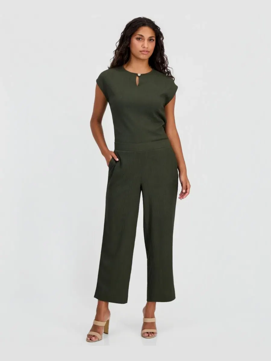 Брюки для petites из стрейч-трикотажа с текстурой Pebble Anne Klein Essentials, Dark Bay Leaf